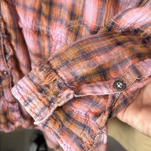 Free People Pink Plaid Top - Picture 4 of 5